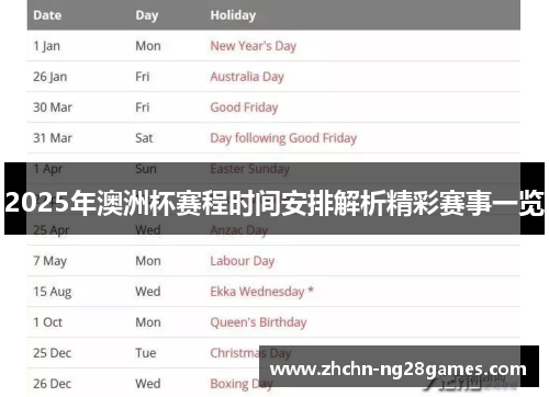 2025年澳洲杯赛程时间安排解析精彩赛事一览 2025年澳洲杯赛程时间安排解析精彩赛事一览