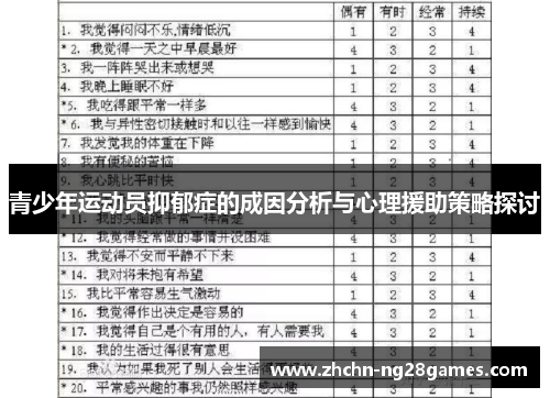 青少年运动员抑郁症的成因分析与心理援助策略探讨 青少年运动员抑郁症的成因分析与心理援助策略探讨
